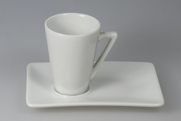 Taza Café con Leche CÓNICA 13cl. con Plato Vista Alegre Perlas, tazas  reforzadas.