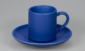 Taza café c/ plato azul mate 2810/21