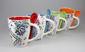 Mug con cuchara + int. color 2846/32G